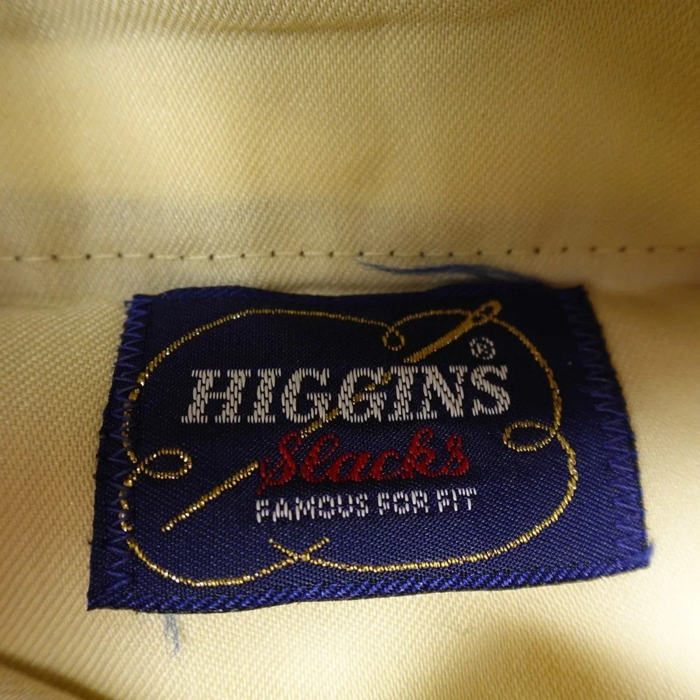VTG Higgins Pants Mens 37X30 Brown Slacks Chino Dress Trousers Pleated USA Retro